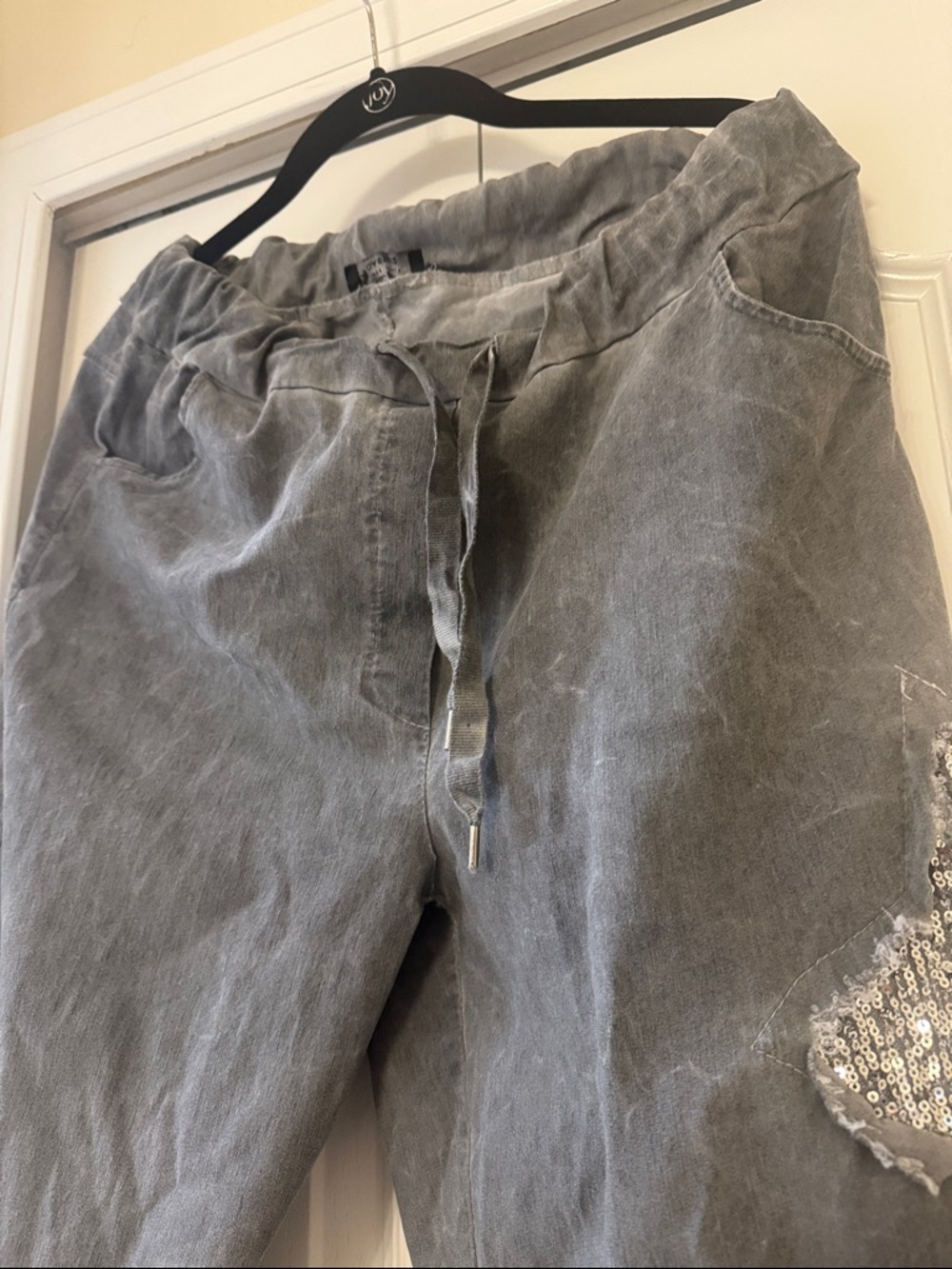 Gray Sequin Star Embellished Joggers - Picture 7 of 9